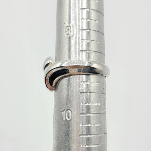 925 Sterling Silver Vintage Modernist Overlap Ring, Size 9 Unisex - Picture 9 of 9